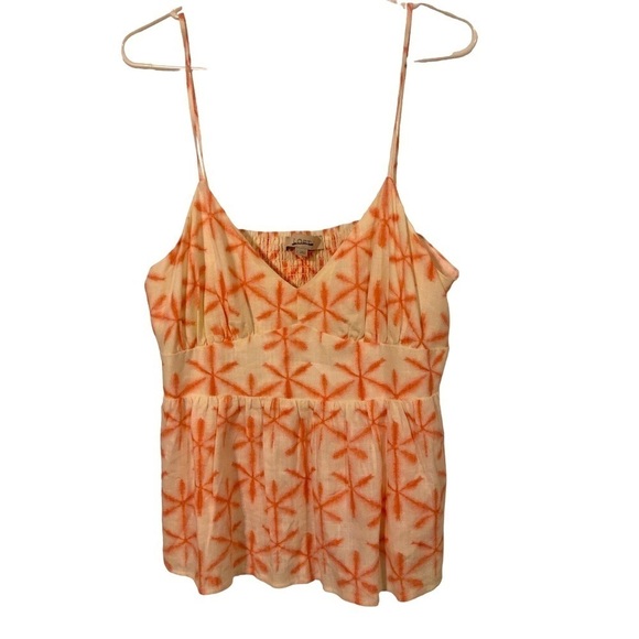 LOFT Tops - Loft Peplum Pink & White Spaghetti String Coastal Beachy Summer Cami Top Sz. L